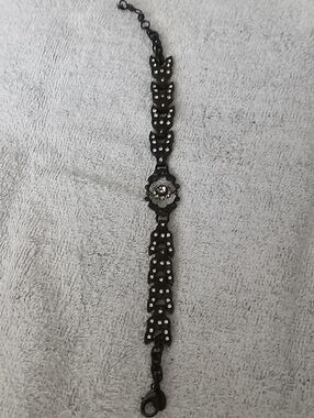 Vintage Black Crystal Accent Women’s Bracelet - Unbranded